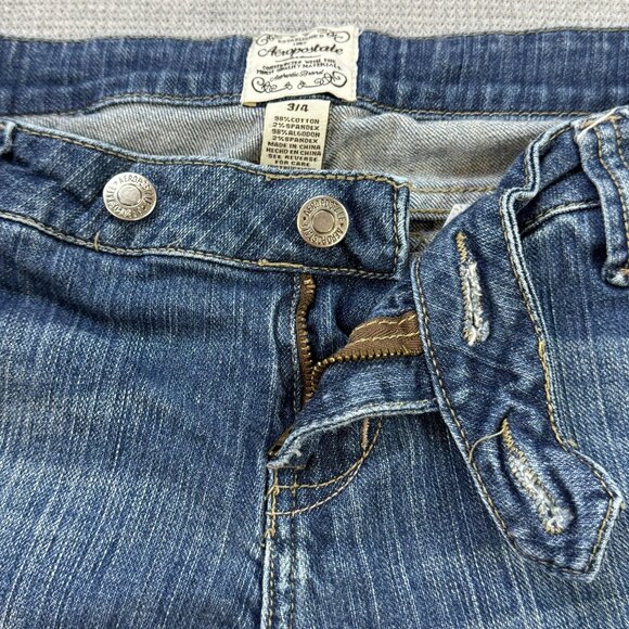 Aeropostale Womens Blue Denim Capri Jeans Size 3/4 Medium Wash Stretch Pockets - Picture 5 of 13